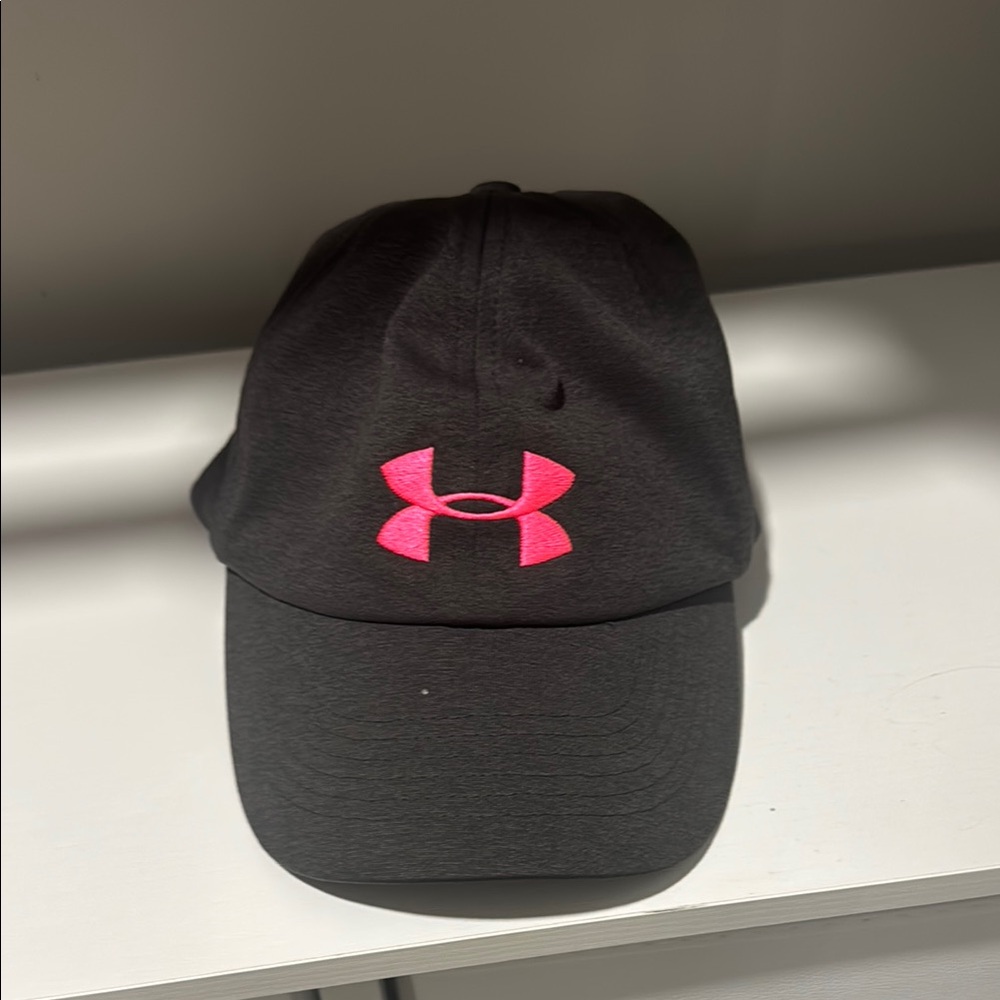 Under Armour Dark Gray Cap with Pink Emblem